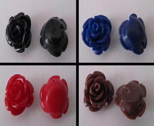 Buy Cuentas Flor rosa en piedra Flor rosa - 10mm  at wholesale prices