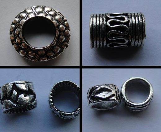 Buy Zamak / Brass Beads and Findings Silver Plated Beads with Larger Holes  at wholesale prices