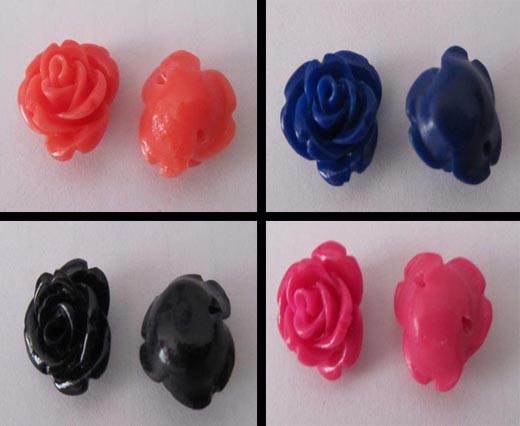 Buy Cuentas Flor rosa en piedra Flor rosa - 14 mm  at wholesale prices