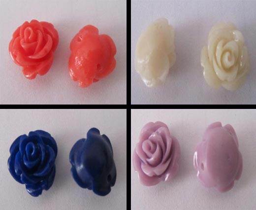 Buy Cuentas Flor rosa en piedra Flor rosa - 16 mm  at wholesale prices