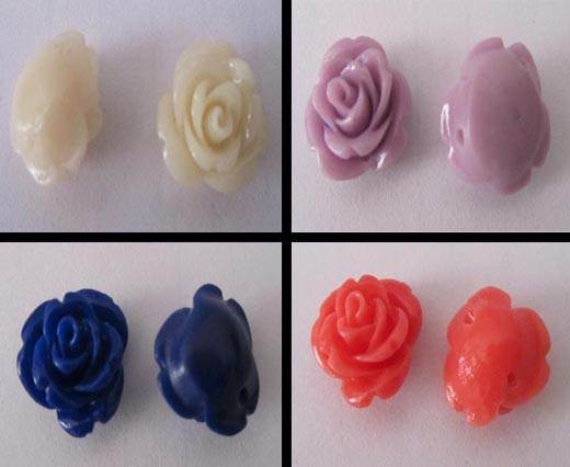 Buy Cuentas Flor rosa en piedra Flor rosa - 18 mm  at wholesale prices