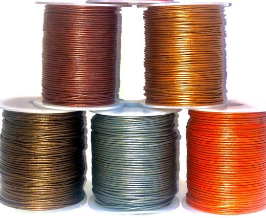 Buy Leather Cord Round Leather 1mm Metallic  at wholesale prices