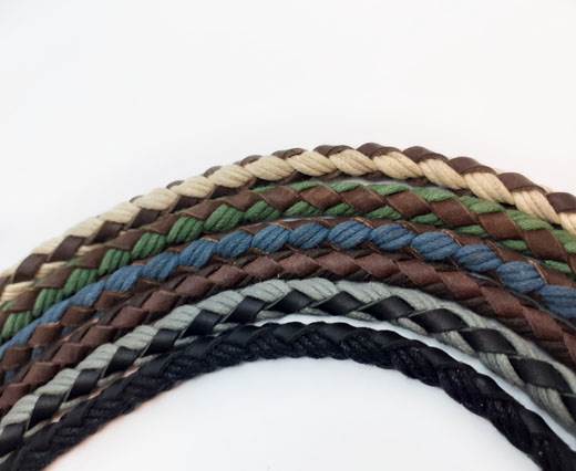 Buy Leather Cord Braided Leather Braided Leather with Cotton Braided Leather with Cotton -6mm  at wholesale prices