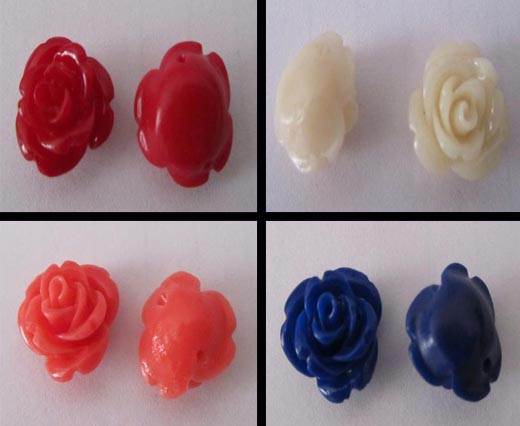 Buy Cuentas Flor rosa en piedra Flor rosa - 20 mm  at wholesale prices