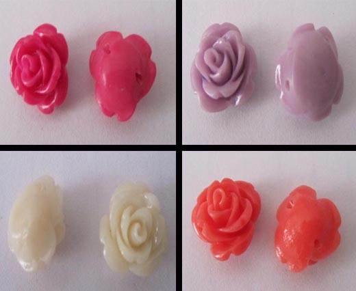 Buy Cuentas Flor rosa en piedra Flor rosa - 24 mm  at wholesale prices