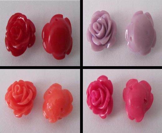 Buy Cuentas Flor rosa en piedra Flor rosa -  28mm  at wholesale prices