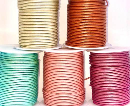 Buy Leather Cord Round Leather 2mm  Metallic   at wholesale prices