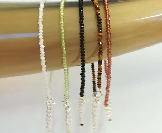 Buy Semi Precious Stones & 925 Sterling Silver 2mm Gemstone necklace and bracelet finished  at wholesale prices