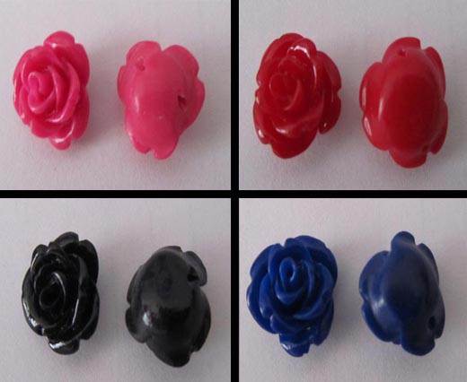 Buy Cuentas Flor rosa en piedra Flor rosa - 32 mm  at wholesale prices