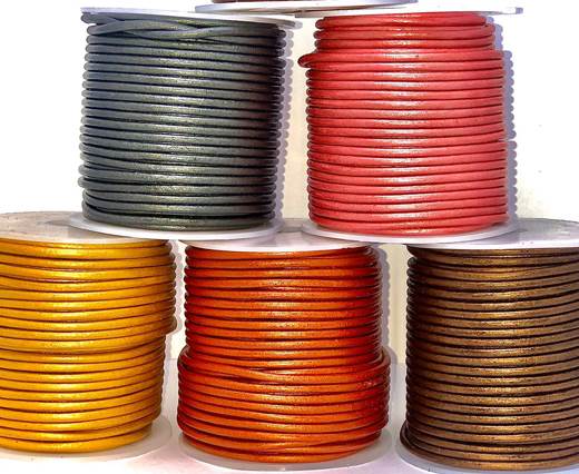 Buy Leather Cord Round Leather 3mm Metallic  at wholesale prices