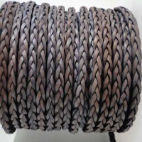 Buy Leather Cord Braided Leather Flat Flat Braided Leather Cords Braided Leather Cord 3-ply  3mm   at wholesale prices