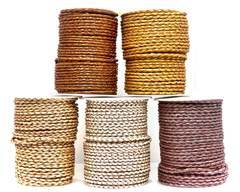 Buy Leather Cord Braided Leather Round 3mm Metallic  at wholesale prices