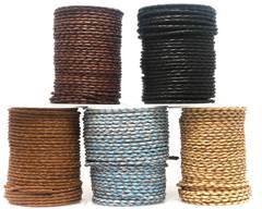 Buy Leather Cord Braided Leather Round 3mm Plain  at wholesale prices