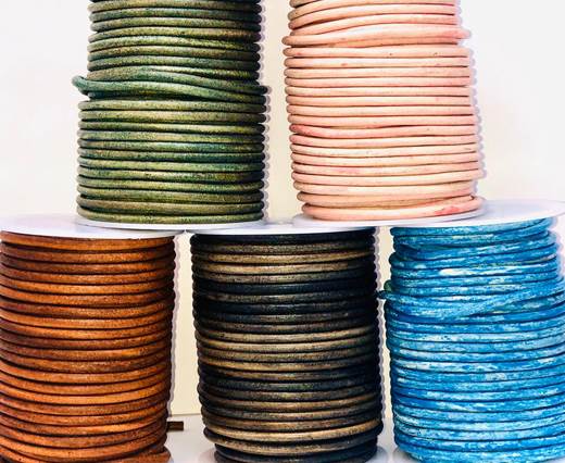 Buy Leather Cord Round Leather 4mm Vintage  at wholesale prices