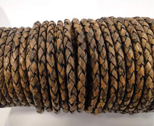 Buy Leather Cord Braided Leather Round 4mm 4mm-Braided-Vintage  at wholesale prices