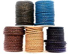 Buy Leather Cord Braided Leather Round 5mm 5MM-Braided-Plain  at wholesale prices