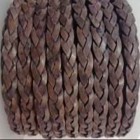 Buy Leather Cord Braided Leather Flat Flat Braided Leather Cords Braided Leather Cord 3-ply  5mm   at wholesale prices