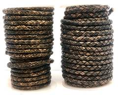 Buy Leather Cord Braided Leather Round 3mm Vintage  at wholesale prices