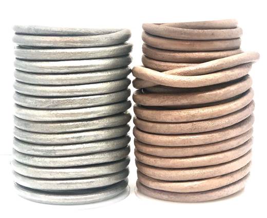 Buy Leather Cord Round Leather 5mm Metallic  at wholesale prices