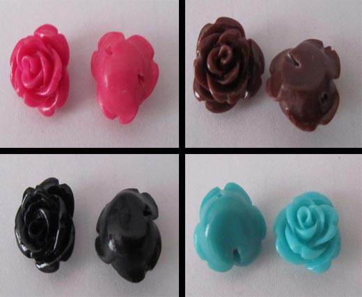 Buy Cuentas Flor rosa en piedra Flor rosa - 8mm  at wholesale prices