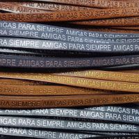 Buy Leather Cord Flat Leather with Text Embossed Amigas Para Siempre - 7mm  at wholesale prices