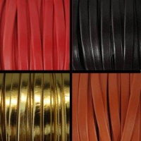 Buy Stringing Material Faux Nappa Flat Leather Cord - 5mm  at wholesale prices