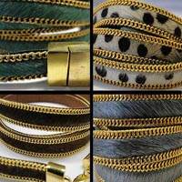 Buy Lederbänder Leder mit Kuhfell Mit Kettenrand Kettenrand gold  at wholesale prices