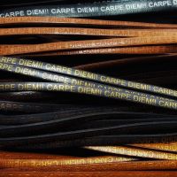 Buy Leather Cord Flat Leather with Text Embossed Leathers with Latin Quotes Embossed - Carpe Diem  at wholesale prices