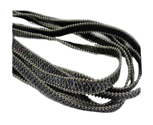 Buy Stringing Material Eco Flat Leather with Chains Silver  at wholesale prices