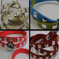 Buy Kunstlederbänder Wildlederbänder mit Nieten Wildlederbänder mit quadratischen Nieten - 7mm  at wholesale prices