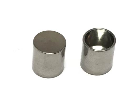 Buy Stainless Steel Beads and Findings Parts Stainless Steel Parts for Round Leather - Steel Colour Stainless Steel End Caps for round leather - Size 6mm, 7mm  at wholesale prices