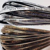 Buy Leather Cord Flat Leather with Text Embossed French - Telle Mere Telle Fille  at wholesale prices