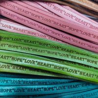 Buy Leather Cord Flat Leather with Text Embossed Flat Leather Cord - Hope Heart Love  at wholesale prices