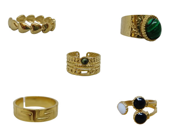 Buy Stainless Steel Finished Jewellery Gold plated stainless steel rings  at wholesale prices