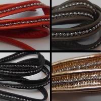 Buy Leather Cord Nappa Leather Nappa Leather Stitched with Stainless Steel Chains Binary Style  at wholesale prices