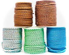 Buy Leather Cord Braided Leather Round 4mm  at wholesale prices