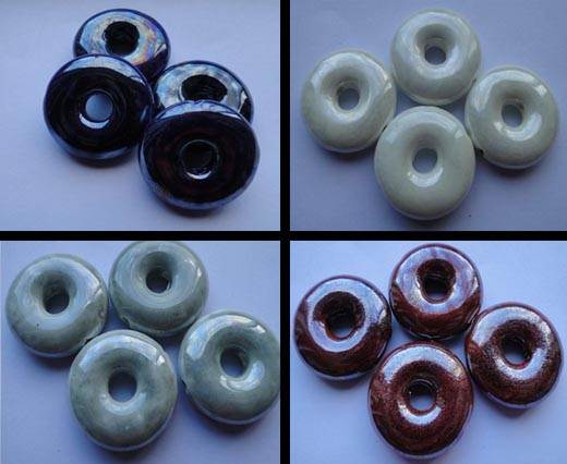 Buy Cuentas Perlas de cerámica Donuts de cerámica - 27 mm  at wholesale prices