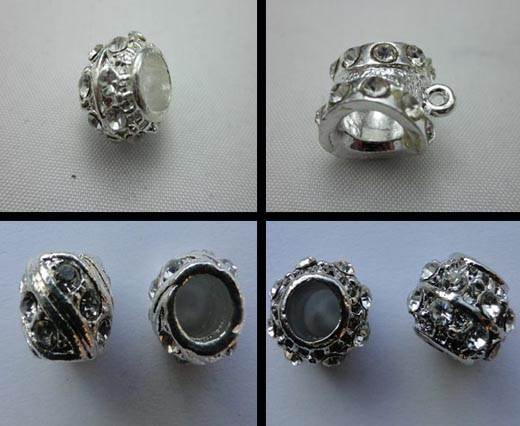 Buy Zamak, cuivre et laiton Chaînes et perles - Plaqué argent Perles en cristal Trous larges  at wholesale prices