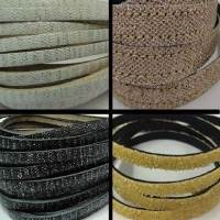 Buy Leather Cord Nappa Leather Flat Nappa Leather Flat Laces with Glitter 5mm  at wholesale prices