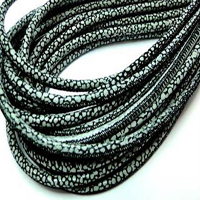 Buy Cordons en Cuir Nappa Rond avec coutures apparentes Imprimé lézard - 4mm  at wholesale prices