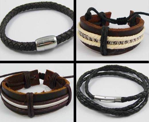 Buy Leather Cord Ready Leather Bracelets Designers Collection made from Leather Cords and Locks-Parts. Leather Bracelets - Finished Steel  at wholesale prices