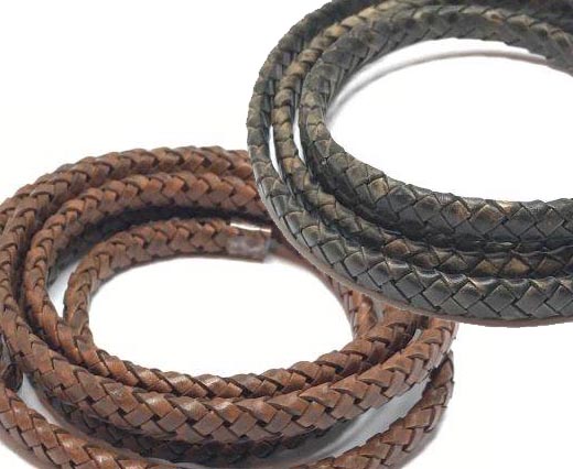 Buy Leather Cord Braided Leather Oval Regaliz Oval Braided Cords  - 6mm  by 3.5mm  at wholesale prices