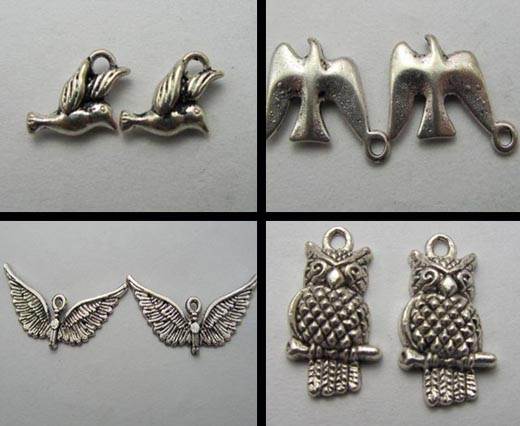 Buy Zamak, cuivre et laiton Perles et breloques - Plaqué argent Oiseaux - Plaqué argent  at wholesale prices