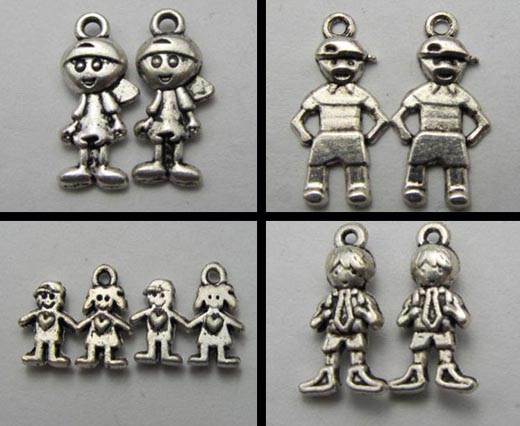 Buy Componentes de Zamak y Latón Cuentas de Zamak con Chapado en Plata Colgantes - Niños  at wholesale prices