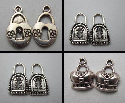 Buy Zamak, cuivre et laiton Perles et breloques - Plaqué argent Cadenas - Plaqué argent  at wholesale prices