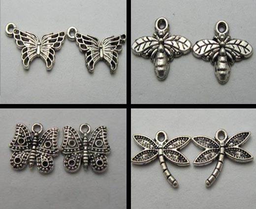 Buy Componentes de Zamak y Latón Cuentas de Zamak con Chapado en Plata Colgantes - Mariposas  at wholesale prices