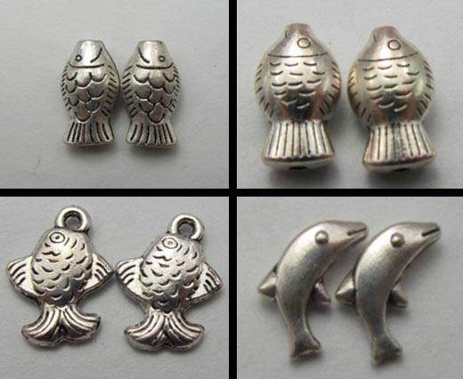 Buy Zamak / Brass Beads and Findings Zamak Silver Plated Beads and Charms  Fishes  at wholesale prices