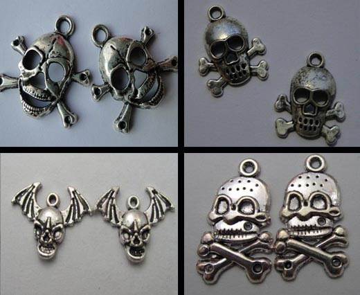 Buy Zamak / Brass Beads and Findings Zamak Silver Plated Beads and Charms  Skull  at wholesale prices