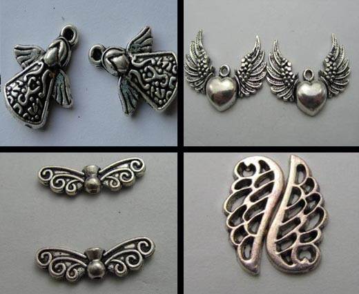 Buy Zamak / Brass Beads and Findings Zamak Silver Plated Beads and Charms  Wings  at wholesale prices