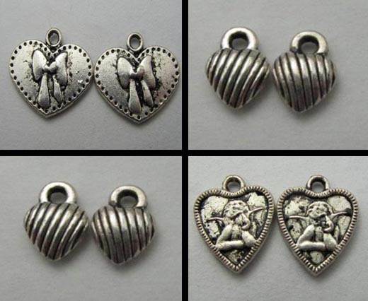 Buy Componentes de Zamak y Latón Cuentas de Zamak con Chapado en Plata Colgantes - Corazones  at wholesale prices